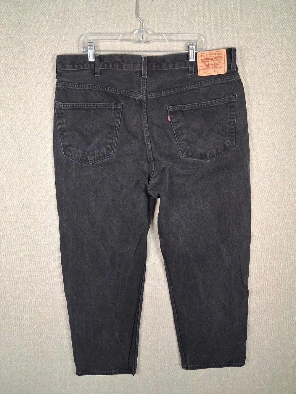 Levi's 550 Relaxed Fit Jeans Mens 42x30 Black Faded Denim Vintage 90's Grunge
